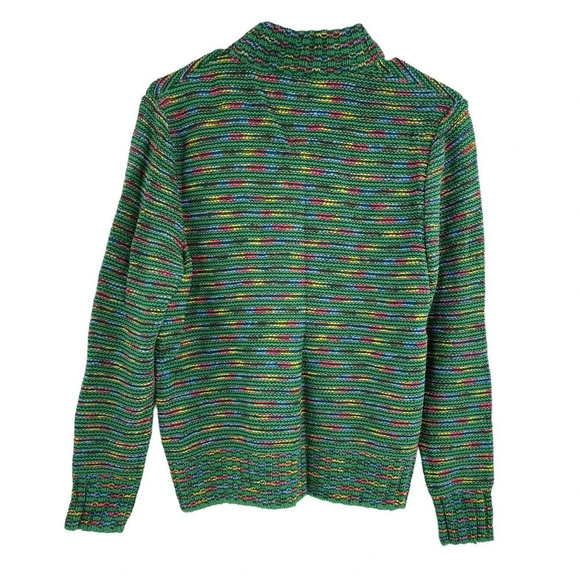 St. John Sport Size Medium Mock Neck Sweater Rainbow Stripe Women's Wool Blend - Picture 9 of 16